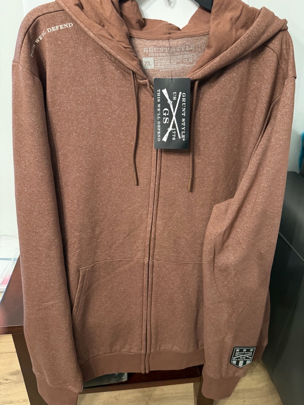 Grunt brown full-zip hoodie